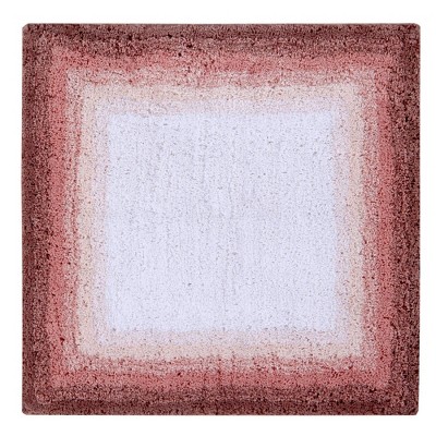 24" Square Terracotta Cotton Bath Mat with Border