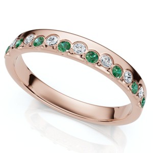 Pompeii3 1/5Ct Diamond & Emerald Rhythm Anniversary Band 14k Gold or Platinum Lab Created - 1 of 4