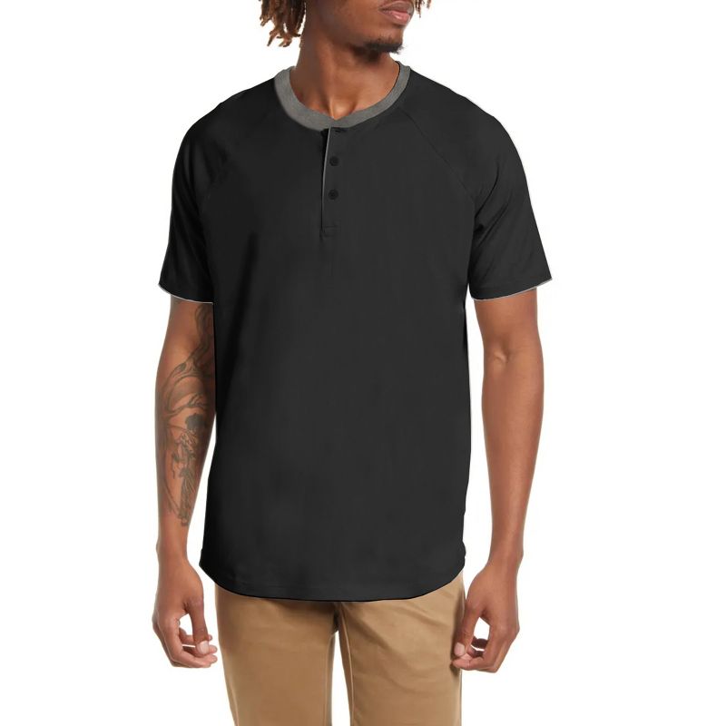 Men's Short Sleeve Henley T-Shirt with Contrast-Trim, 4 of 5