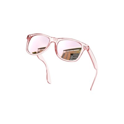 Attop Polarized Sunglasses Retro Square Design Sunglasses UV400 Fashion, Transparent Pink