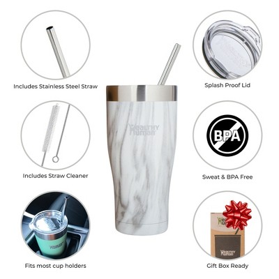 32oz Stone White Stainless Steel Insulated Travel Tumbler with Straw & Lid