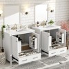 TIRAMISUBEST 60" Bathroom Vanity Set with Double Vanities (Separate), Double Ceramic Sinks, Storage Shelf, and Divided Drawers (Mirror not included) - 3 of 4