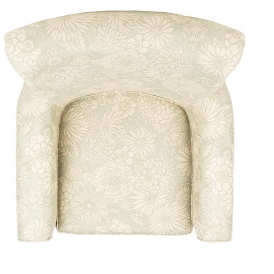 Ivory Floral Wood Accent Arm Chair