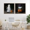 Stupell Industries Vintage Halloween Ghost & Pumpkin Stack 2pc Floating Frame Art Set - 2 of 4