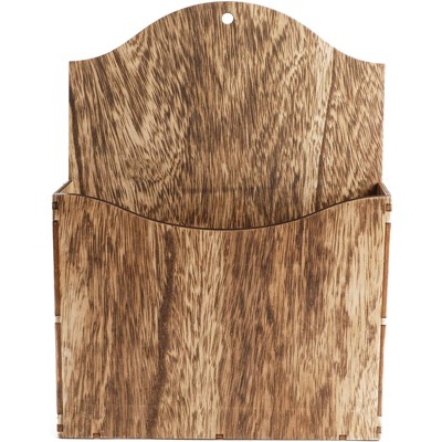 Rustic Brown Wood Wall Mounted Magazine Rack and File Organizer