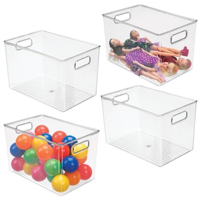 Mdesign Linus Plastic Kitchen Pantry Storage Organizer Bin With Handles, 4  Pack - Clear, 12 X 6 X 7.75 : Target