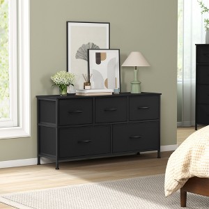5-Drawer Fabric Dresser with Steel Frame, TV Stand Storage Organizer, 88 lb Top Load, for Bedroom Closet Entryway - 1 of 4