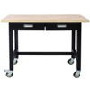 Steel Workbench with Bamboo Wood Top and Drawer Storage and Wheels - 3 of 4