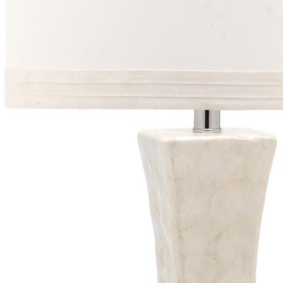 Shelley 22" White Concave Table Lamp with Capiz Shell Detail