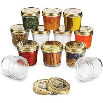 Bormioli Rocco Quattro Stagioni Set of 12 Clear Airtight Mason Jars, Made from Food Safe Durable Glass, Made in Italy