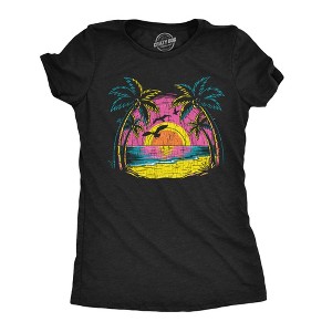 Womens Funny T Shirts Neon Shore Awesome Vacation Graphic Novelty Beach Tee For Ladies - Crazy Dog Women's T Shirt For Summer Vacation - 1 of 4