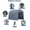 7x12FT Outdoor Storage Shed,Portable Carport with Roll-up Zipper Door and Windows,Waterproof,Storage Sheds for Motorcycle,Firewood,Garden Tools - 4 of 4