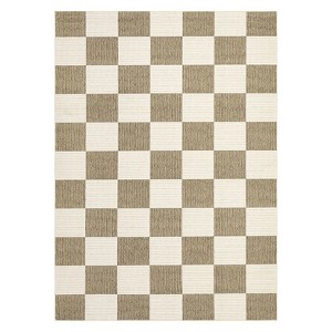 Washable Modern Checkered Living Room Rugs, Ultra Thin Soft Bedroom Carpet, Stain Resistant Non Slip Dining Room Rug - 1 of 4
