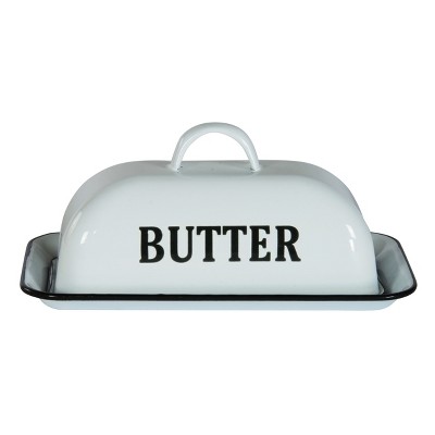 VIP Metal 8.5 in. White 2-Piece Contrasting Butter Dish