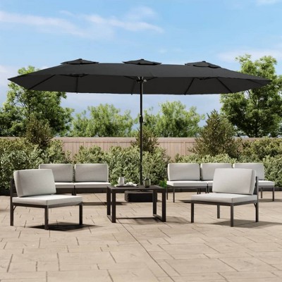 Garden Parasol Anthracite Polyester, Powder-Coated Iron  vidaXL