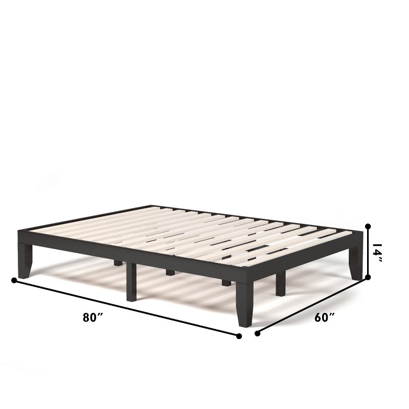 Costway Queen Size 14 in Wooden Bed Frame Mattress Platform Wood Slats Support EspressoNatural, 2 of 11