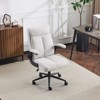 Karl Home |28 inch W White Mid-Back Swivel Cotton And Linen Office Chair Task Chair With Adjustable Arms - 4 of 4