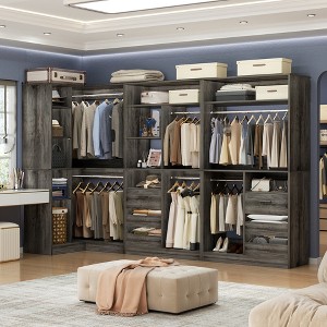Aheaplus 72"-108" Closet System with Drawers and Hanging Rods, Freestanding Walk-in Closet Organizer System - 1 of 4