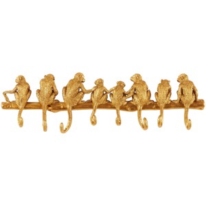 8"x27" Polystone Monkey Textured Wall Hook with 8 Hangers, Satin Finish - Olivia & May: Towel Holder, Keyhole Mount - 1 of 4
