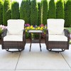 3-Piece Outdoor Chair & Table Set - 2-Person Rattan Seating Group with 360° Swivel Chairs and Glass-Topped Square Table for Patio, Garden, or Balcony - 2 of 4
