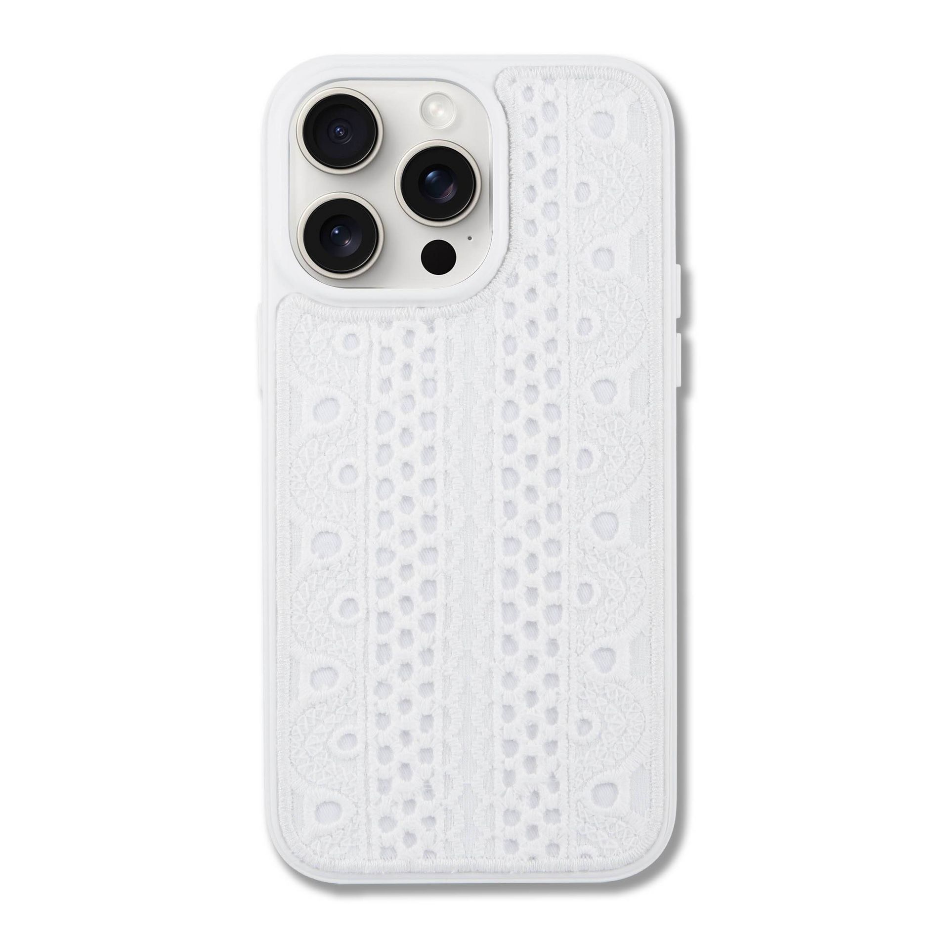 Hello Lux Lace Phone Case- 14 Pro Max - White
