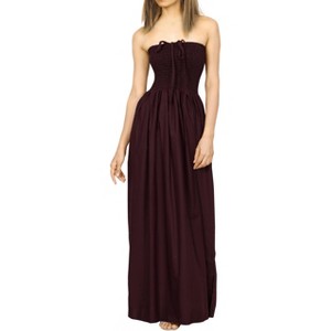 burgundy bandeau maxi dress Bandeau Dropped Hem Detail Maxi Dress In Burgundy | EGO US
