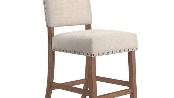 Set of 2 24" Iverson Nailhead Trim Linen Counter Height Barstools - Inspire Q, 2 of 8, play video