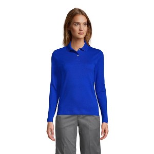 Lands' End School Uniform Women's Long Sleeve Feminine Fit Interlock Polo Shirt - 1 of 2
