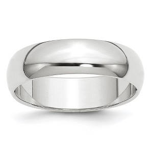 Black Bow Jewelry 2mm to 6mm Platinum Polished Half Round Standard Fit Band - 1 of 4