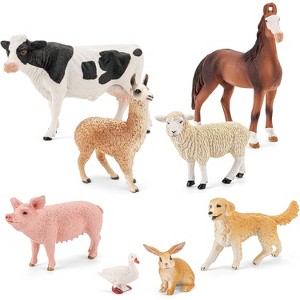8-Piece Realistic Farm Animal Figurines Set, Plastic Barn Toys with Horse, Cow, Sheep and Pig - 1 of 4