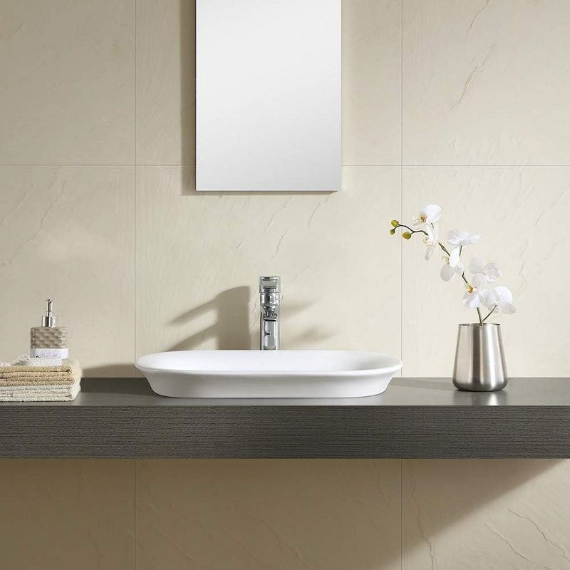 Fine Fixtures Rounded Corners Rectangular Thin Edge Vessel Bathroom Sink Vitreous China Without Overflow, 5 of 7