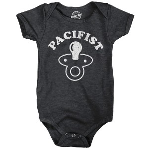 Pacifist Baby Bodysuit Funny Sarcastic Pacifier Graphic Novelty Jumper For Infants - Crazy Dog Baby Bodysuit Black 12 Months - 1 of 4