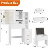 Vanity Desk with Sliding Mirror & Lights, 4 Drawers, 7 Shelves, Charging Station, Stool Included, 3 Lighting Modes, Modern Makeup Vanity, white - 3 of 4