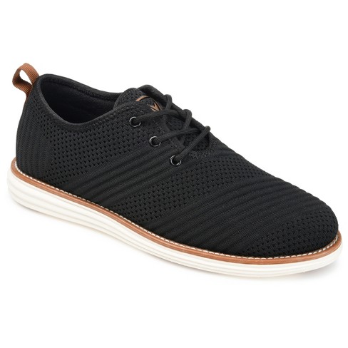 Men Black Knit Detail Breathable Sneakers, Round Toe Sporty