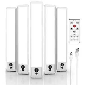 EZVALO 9" 5pk Under Cabinet Light Bar Motion Sensor LED Closet Lights: Remote Control - 1 of 4