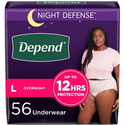 Depend Night Defense Women's Night Incontinence Underwear - L - 56ct :  Target
