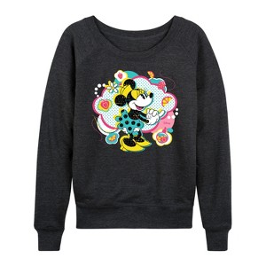 Women's - Disney - Minnie Pop Cloud Lightweight French Terry Wide Neck Long Sleeve Shirt - 1 of 4