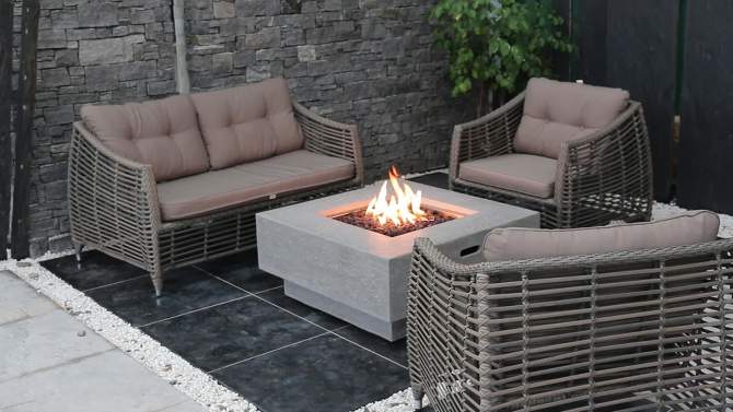 Manhattan  36&#34; Outdoor Fire Pit Propane Table Backyard Patio Heater - Elementi, 2 of 7, play video