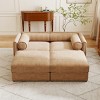 Stylish Chenille 2 Seater Sofa with 2 Ottoman Storages Cylindrical Backrest and Armrests, Modern Loveseat Hidden Storage Space-Tanpinhause - 4 of 4