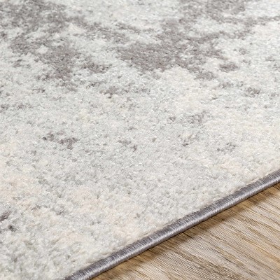 Modern Abstract Gray and White Medium Pile Area Rug, 6'7" x 9'