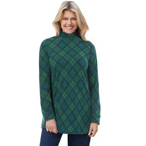 Woman Within Plus Size Mockneck Long-Sleeve Tunic - 1 of 3
