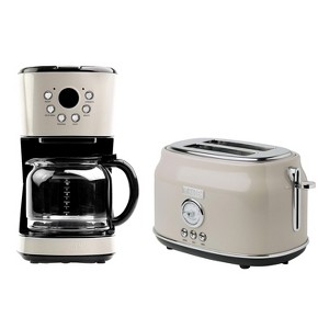 Haden 12 Cup Programmable Drip Coffee Maker Coffee Machine Bundled with Dorset 2 Slice Wide Slot Stainless Steel Toaster, Putty & Chrome - 1 of 4
