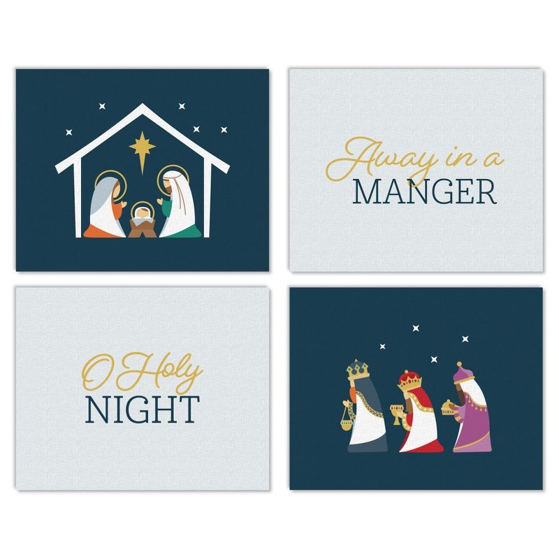 Big Dot of Happiness Holy Nativity - Unframed Manger Scene Religious Christmas Linen Paper Wall Art - Set of 4 - Artisms - 8 x 10 inches, 1 of 8