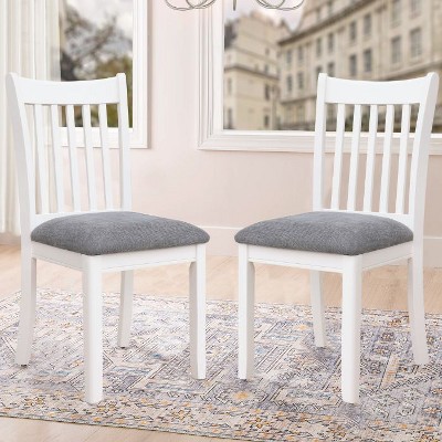 CAVINAS Traditional Wooden Dining Chairs with Slatted Back and Padded Seat, Set of 2, Kitchen Side Chairs