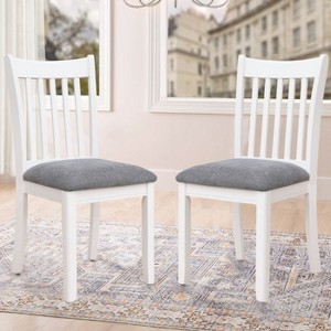 CAVINAS Traditional Wooden Dining Chairs with Slatted Back and Padded Seat, Set of 2, Kitchen Side Chairs - 1 of 4