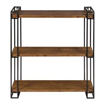 30" x 26" Lintz Wood and Metal Floating Wall Shelves - Kate and Laurel All Things Decor