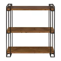 30" x 26" Lintz Wood and Metal Floating Wall Shelves - Kate and Laurel All Things Decor