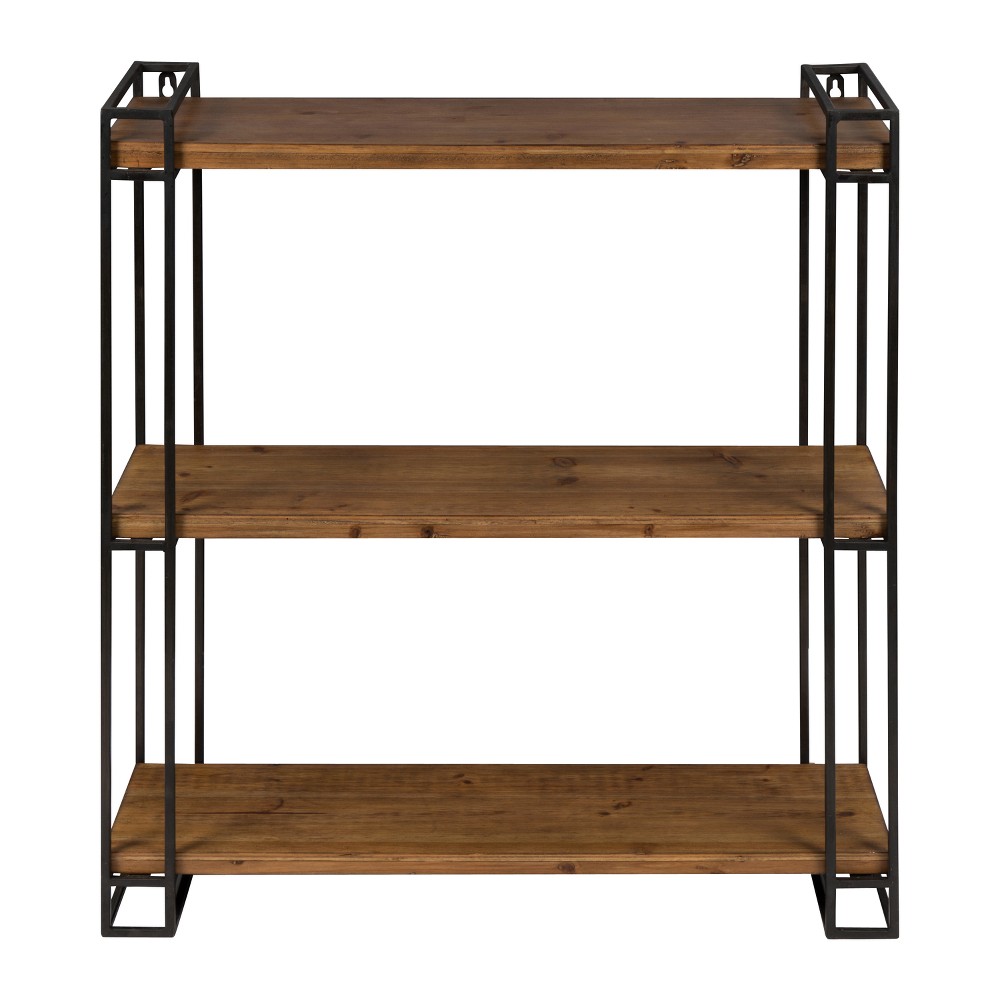 Photos - Kids Furniture 30" x 26" Lintz Wood and Metal Floating Wall Shelves Black - Kate and Laur