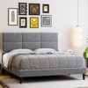 Bed Frame with Headboard, Modern Upholstered Platform Bed, Mirror Stainless Steel Decoration, Wooden Slats Support, No Box Spring Needed, Easy Assemb - 4 of 4