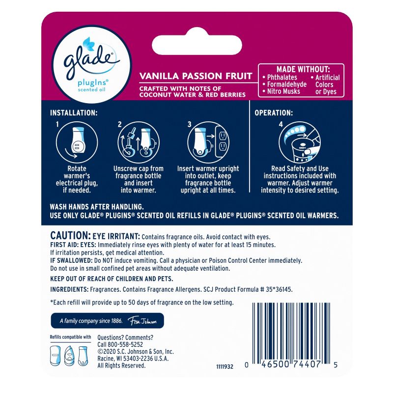 Glade PlugIns Scented Oil Air Freshener - Vanilla Passion Fruit Refill - 1.34oz/2pk, 4 of 18